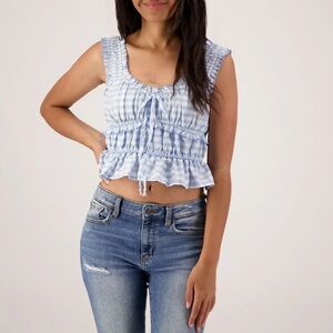 Charmed Hearts‎ Blue Gingham Ruffle Top